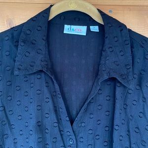 Denim&Co Black Textured Blouse